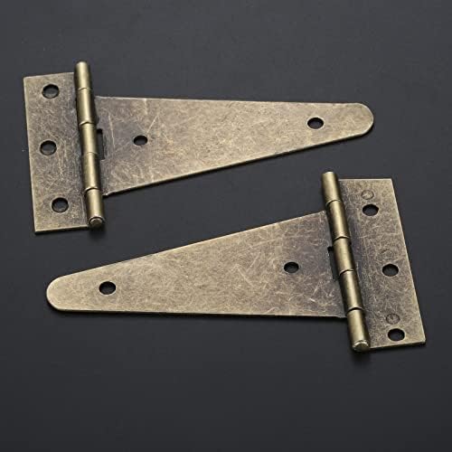 2pcs/conjunto de dobradiças de metal em forma de T vintage com parafuso hardware de mobília plana de mobília de bronze antigo de