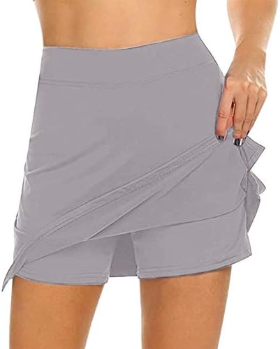 2 em 1 saias de treino com shorts para mulheres de cintura alta tênis Skorts Solid Culottes