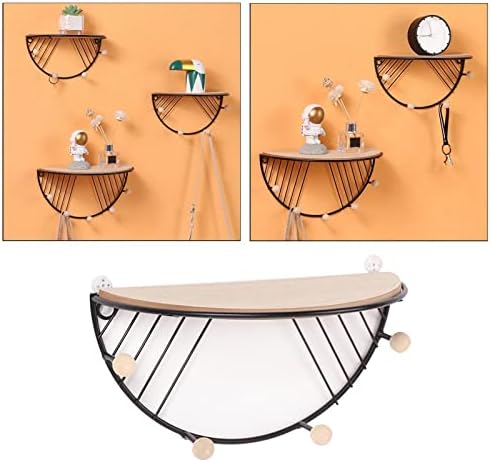 Yajuyi Semicircle Iron Rack montado na prateleira de armazenamento pendurada, organizador de armazenamento para decoração da