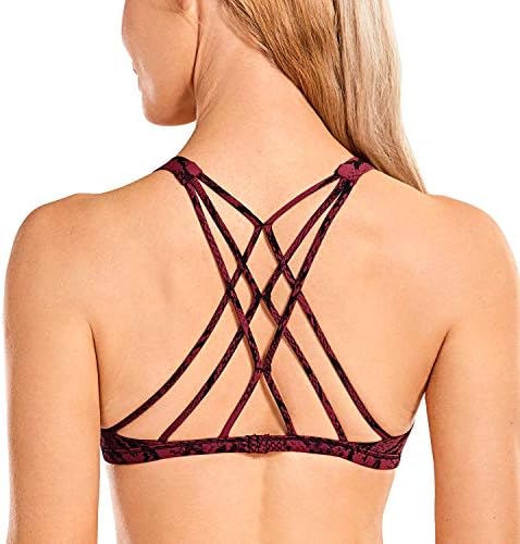 Crz Yoga Strappy Strappy Bra - Cross Cross Back acolchoado de baixo impacto sexy