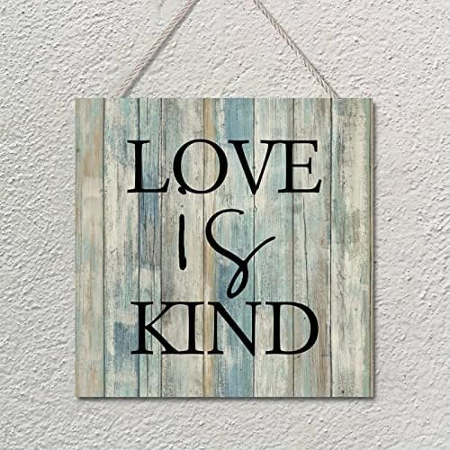 Yinrune Wooden Wall Signs com dizendo que o amor é gentil, decoração rústica, sinalização de citações motivacionais