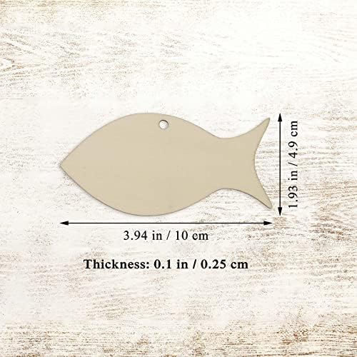 Creaides Fish Wood Craft Diy Craft Cutout Animais marinhos de madeira pendurados Ornamentos com tags de presente de cânhamo