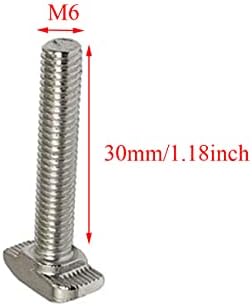 Pzrt 8 conjuntos M6 x 30mm parafuso de parafuso de cabeça de martelo T, m6 porcas de flange hexagon, níquel de aço