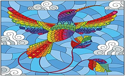 Ambesonne Stained Glass Cerâmica de dentes Cerâmica Por nuvens Hummingbird Mosaic ilustração do céu, bancada versátil decorativa