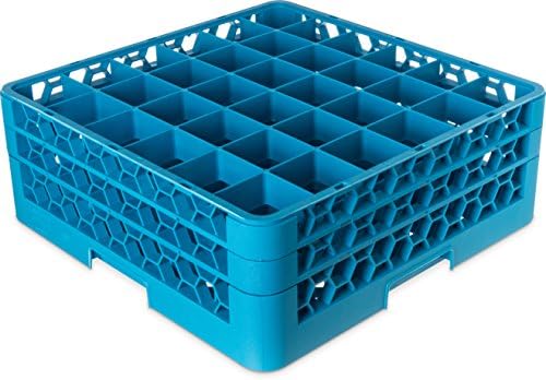 Carlisle FoodService Products 36 Compartimento em tamanho grande Opticlean Glass Rack [Conjunto de 3] Blue, 7.12