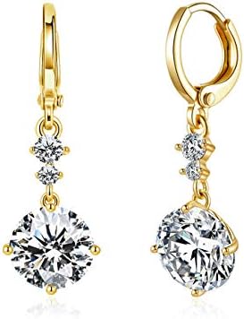 Brincos de gota Brincos alavancas 9mm 2,75ct e 2pcs pequeno cubic zirconia cubic design 14k ouro branco banhado com aros hipoalergênicos