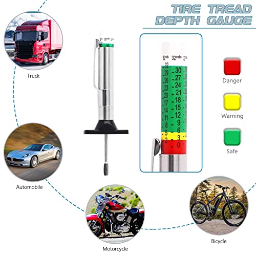 CIMETON 16PCS Beda de profundidade do piso de pneu com medidor de profundidade de pneu digital do pneu, conjunto de bitola