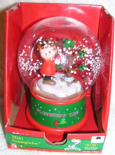 Peanuts Musical Charlie Brown Christmas Mini Snowglobe com Blowing Snow - 11 músicas diferentes