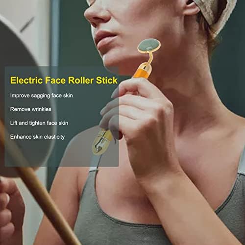 Dioche 24k Roller de face elétrica, cuidados com a pele, massageador de rolos elétricos portáteis de Jadestone, massagem para