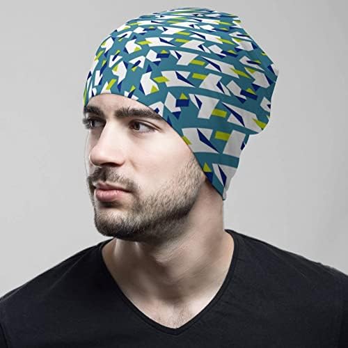 Baikutouan geométrico marinha azul chapéus de gorro para homens com homens com tampa de crânio