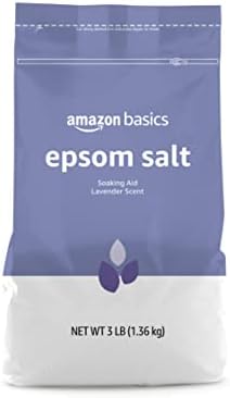 Brand-Solimo Epsom Salk, sulfato de magnésio USP, 8 libras, 128 onças, pacote de 3 e básico de salgadinho de sal, lavanda e perfumado