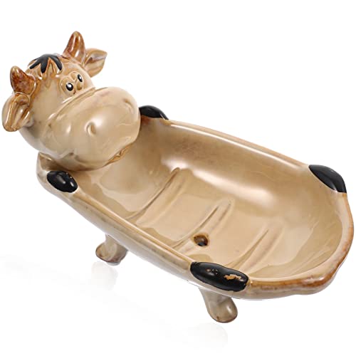 Pia de coheali Stonete de esponja 2 Bandeja de camadas Animais de desenho animado Sabão cerâmica Sabon Ceramic Soap Soop Drening