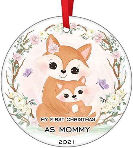 Novos enfeites de natal de Natal 2021 Foxes mama e ornamento de coroa de bebês meu primeiro Natal como mamãe natal