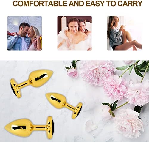 Anal Butt Plug, 3pcs Defina Segurança Metal Anal Butt Plug Sex Toy com Crystal Diamond Beginner Anal Toy para adultos