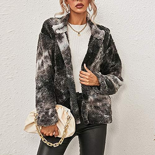 Prdecexlu de manga longa inverno front luterwear woman fester festa lapela zip conforto casacats Fuzzy tie corante quente sobretudo