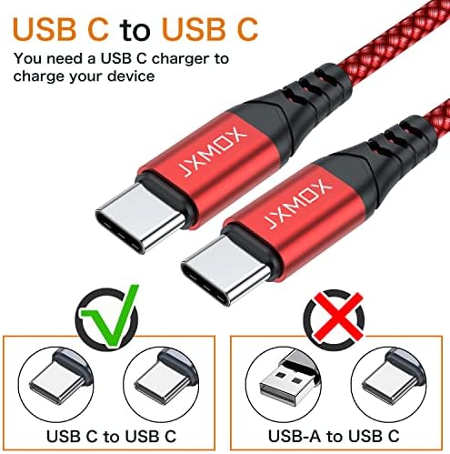 Jxmox curto USB C para USB C Cabo 60W, carregador de carregamento rápido tipo C Compatível com Samsung Galaxy S23 S22 S21 S20 Ultra,