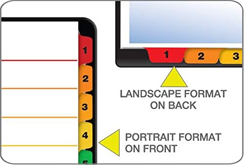 Divisores de fichário do cardeal OneStep, 8-TAB, Índice de mesa personalizável, guias multicoloridas reversíveis, numeradas