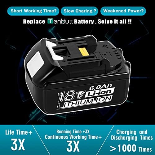 TENHUTT 3 PACK 6.0AH Bateria de substituição para Makita 18V Battery BL1860