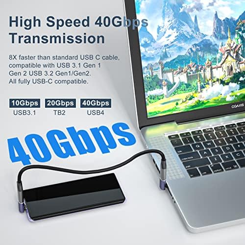 Dbilida 90 graus ângulo reto USB C Adaptador masculino para fêmea 4pack, 40 Gbps USB4 Support 100W, 8K@60Hz, 5K@60Hz, 4K@120Hz Compatível