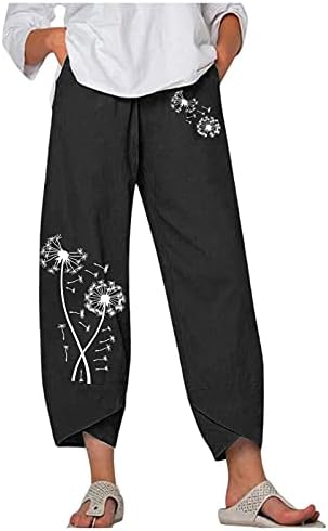Calça casual de algodão miashui para mulheres calças de algodão solto de algodão calças elásticas casuais calças com bolsos