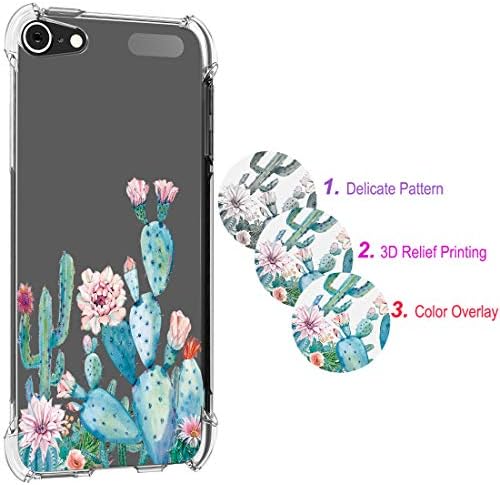 Caso do iPod touch 7, estojo Touch 6 com flores, capa de capa de Sidande Clear Floral Floral flexível TPU Slim Caixa para Apple