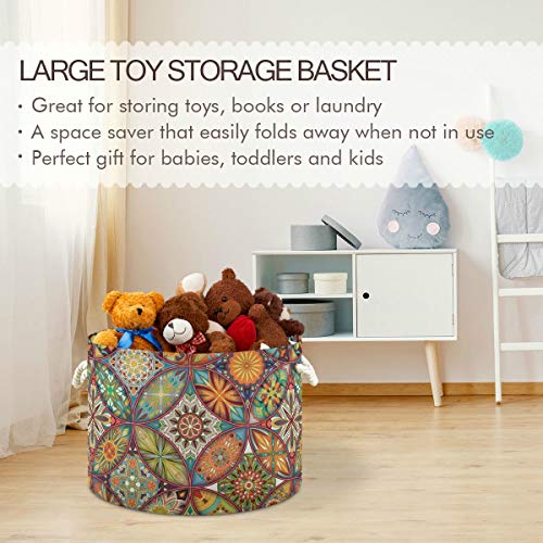 BOHO Padrão Toy Toy Round Canvas Organizador Bin Storage Bin impermeabilizado para crianças Rapaz