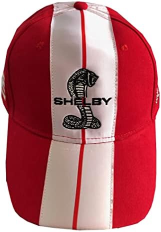 Shelby Super Snake Red Cap Hat | Two Stripe Shelby Cobra Design Racing Performance Hat | Oficialmente licenciado Produto