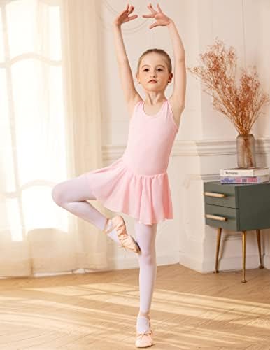 Arshiner Kid Girls Back Hollet Ballet Leotard com saia mangas vestidos de dança