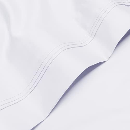 Contagem de fios de algodão egípcio superior superior, conjunto de folhas essenciais da cama estética, rei, branco