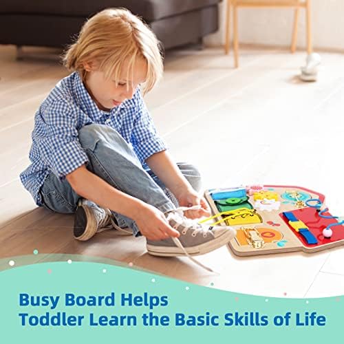 Takyland Wooden Busy Board para crianças pequenas, Brinquedos sensoriais do Conselho de Atividades Montessori, brinquedos de viagens