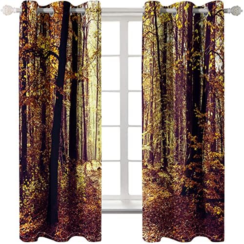 Cortinas infantis para meninas, fotografia de arte florestal de 84x84 polegadas para escurecimento da sala, cortinas de blecautas