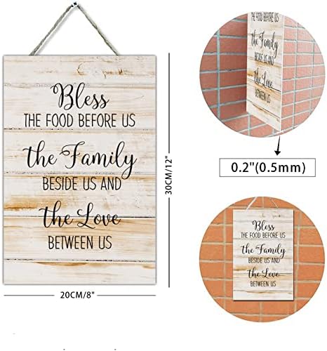 Placa impressa em madeira com dizer a comida diante de nós a família ao lado de nós, família, sinais de madeira rústicos