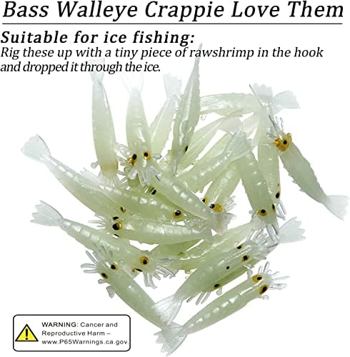 Perseguimento qualyqualy isca macia isca artificial Luminous Glow Camarão Grub Worms Lure Lures de pesca de gelo para Bass Walleye