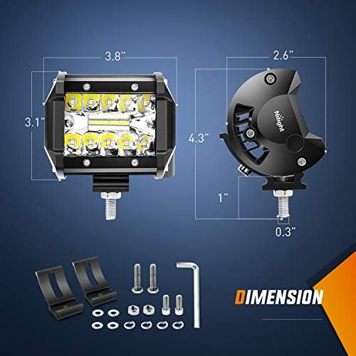 Nilight 2 PCs 4 polegadas 60W vagens LED e 10012W LED LUZ LIVRA LIGUNDA LUZES TRASEIRA DE CAIXO DE FIAÇÃO DE LEDA LIMPADOR