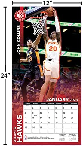 Turner Sports Atlanta Hawks 2023 12x12 Calendário de parede da equipe