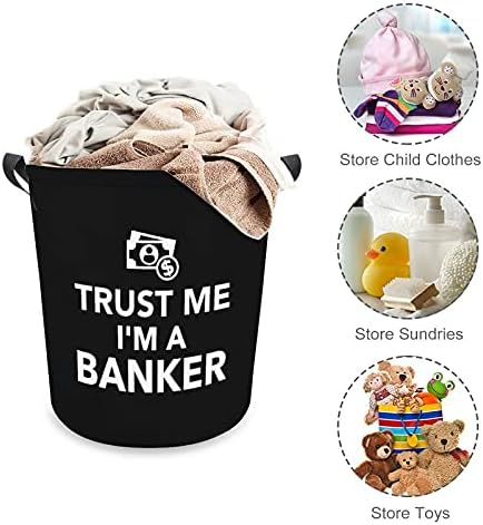 Confie em mim, eu sou um banqueiro Oxford Cloth Rouby Basket com Handles Storage Basket para Organizador de Toy Kids Room Busher
