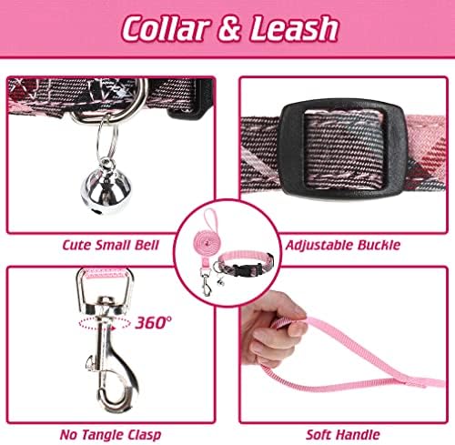 Expawlorer Dog Arnness and Leash Set - Etapa no cão de cachorro Arnês sem puxar com colarinho de sino, malha respirável Filhote de cachorro