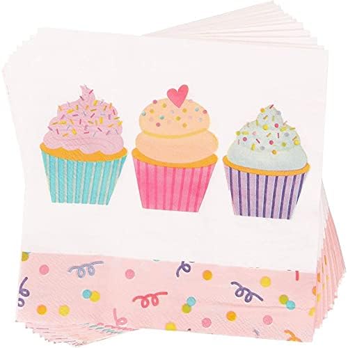 HAIMAI 24 Cupcake Supplies e decorações temáticas para meninas de aniversário, pratos de papel rosa, guardanapos, xícaras e talheres