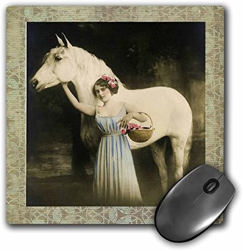 3drose LLC 8 x 8 x 0,25 polegadas mouse pad, foto de foto e cavalo vintage