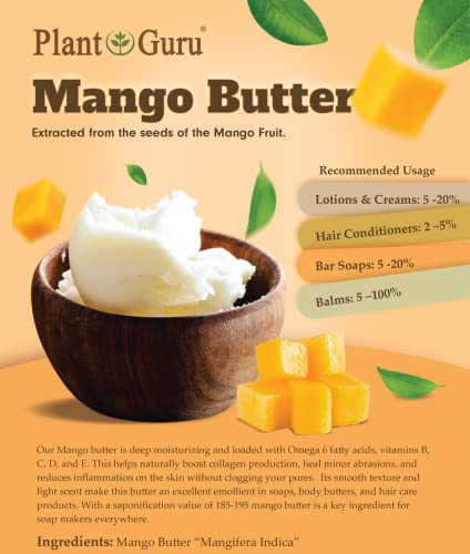 Manteiga de manga cru 8 oz. BAR - puro natural não refinado - ótimo para o crescimento da pele e do cabelo. Faz sabão DIY,