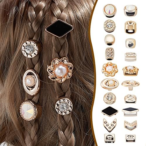 NBeads 60 PCs Stromestone Hair Bands, 10 estilos ABS PLÁSTICO DREADLOCKS ACESSÓRIOS DE CHAMPOS DE SLIDES DE PERROS PERRADES