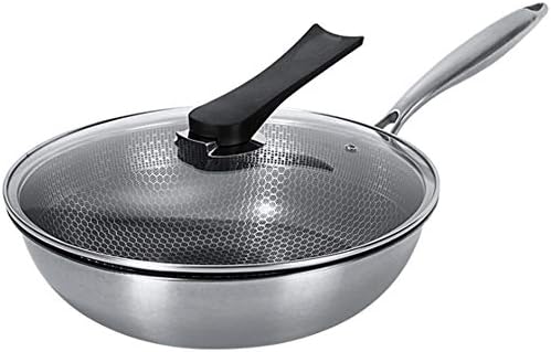 Frigideira, wok não revestida, panela de aço inoxidável, wok de favo de mel, wok non stick, wok de cozinha multifuncional, panelas