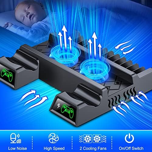 Estação de resfriamento do Stand PS4 para PlayStation4/ PS4 Slim/ PS4 Pro, Acessórios PS4 PS4 Cooler Stand com slots de 12