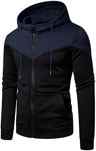 Capuz saxigol zip up, jappe capuz jackets tampo tampo de cordão, contraste de moda de cor casual slim fit capuz sweethirts