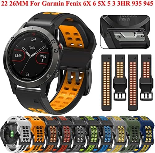 Hwgo 22mm 26mm de faixa de vigilância para Garmin Fenix ​​7 7x 6 Fenix ​​5 5 mais 935 945 Purschs de silicone easyFit