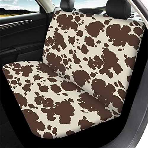 Wanyint Brown Cow Print Car Seat Seat completo para os bancos traseiros da parte traseira adorável animal de peles de peles