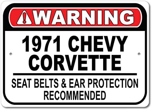 1971 71 Chevy Corvette Sateting Belt Recomendou placar rápido, sinal de garagem de metal, decoração de parede, sinal de