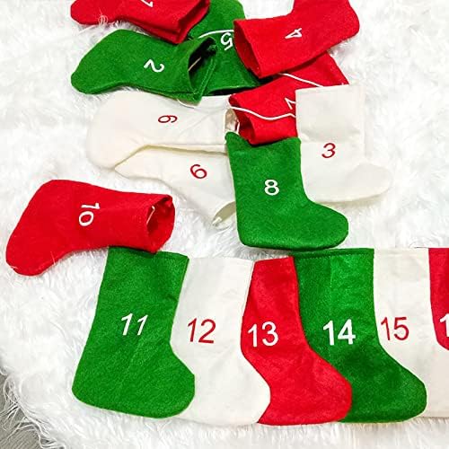 24pcs meias decorações de natal DIY Countrown de Natal Calendário de calendário Pingente Pingente Swing Pig.