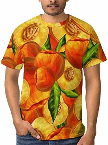 Padrão de frutas de pêssego masculino e feminino gráfico de manga curta camiseta de verão tampas de camiseta