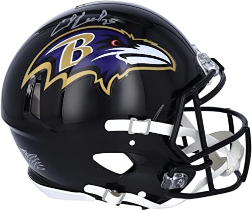 Ed Reed Baltimore Ravens Autographed Riddell Speed ​​Helmet Authentic - Capacetes NFL autografados